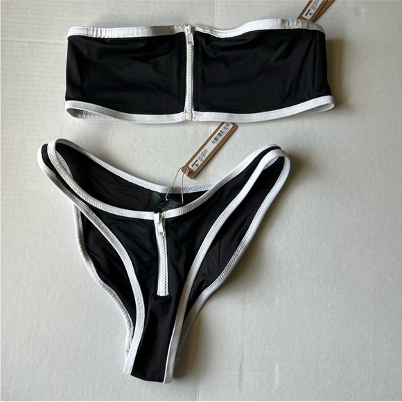 SKIMS SPORTY ZIPPER SWIM BANDEAU & TANGA CHEEKY BOTTOMS. SOLD OUT ONLINE - Picture 4 of 7